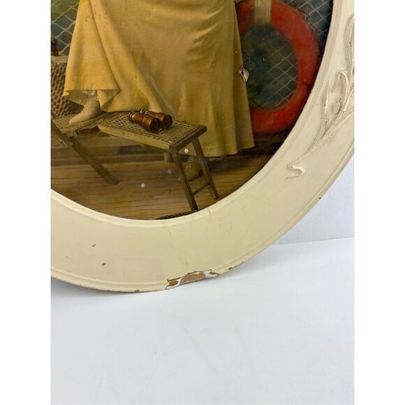 Antique Victorian Woman Photograph in Wooden Oval Embossed Floral Frame 26x22in - Picture 3 of 11